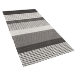 Teppich Wolle grau 80 x 150 cm Streifenmuster Kurzflor AKKAYA