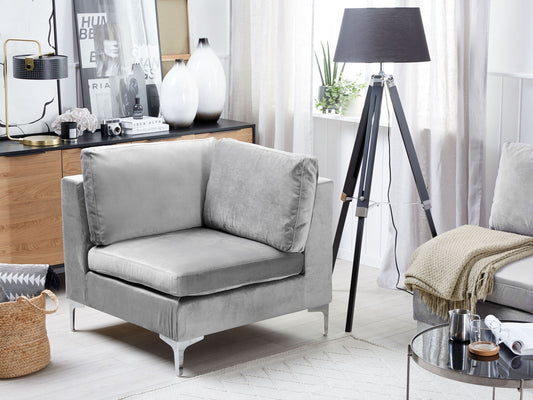 Ecksessel Samtstoff grau mit Metallbeinen EVJA
