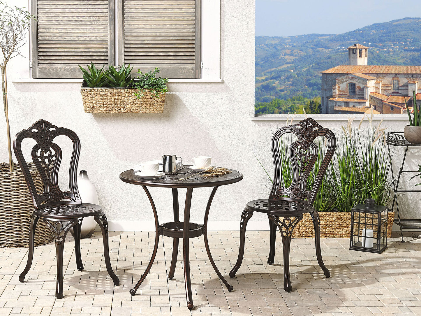 Bistro Set BOVINO Metall Dunkelbraun