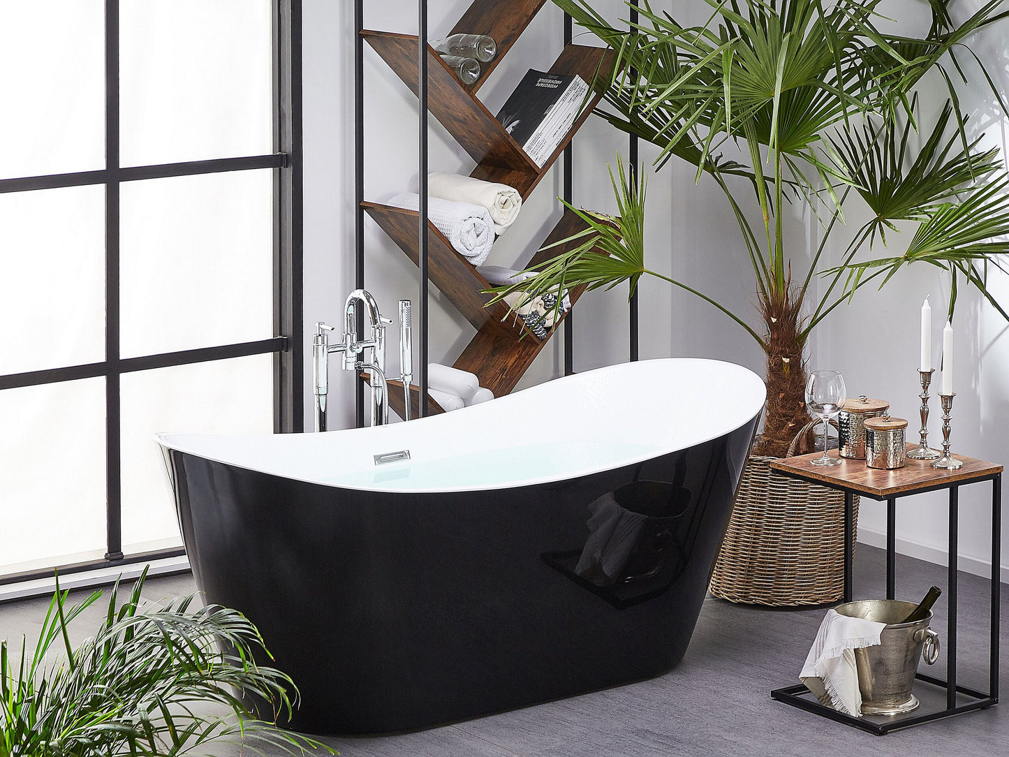 Badewanne freistehend schwarz oval 150 x 75 cm ANTIGUA