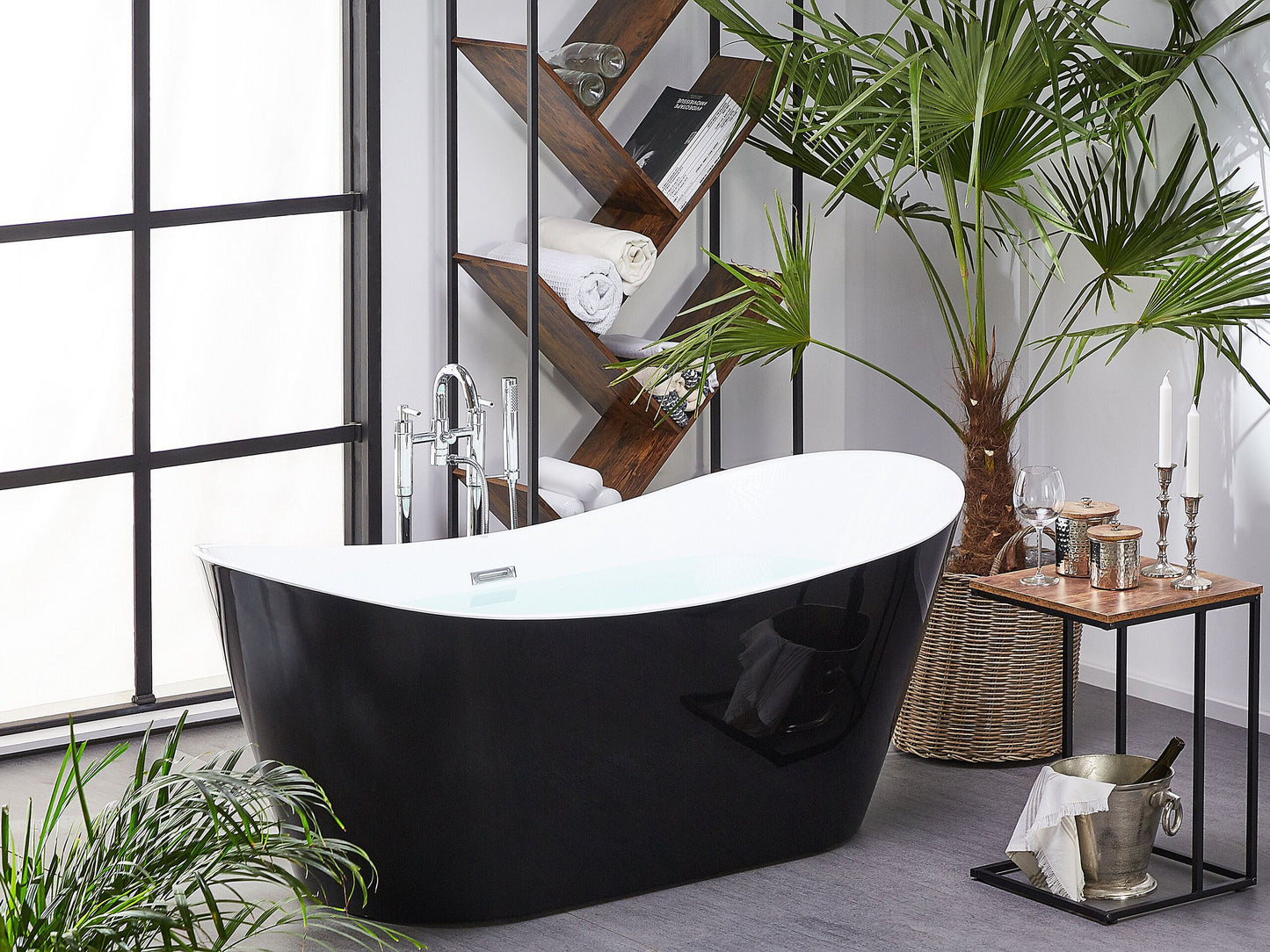 Badewanne freistehend schwarz oval 160 x 76 cm ANTIGUA
