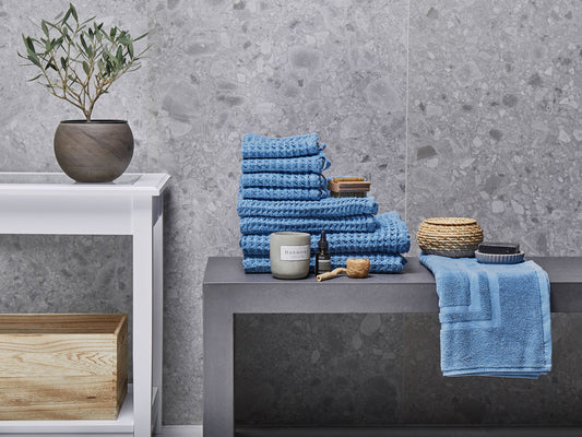 Handtücher 9er Set AREORA Baumwolle Blau