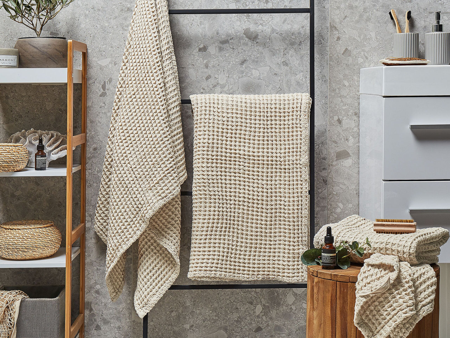 Handtücher 4er Set AREORA Baumwolle Beige