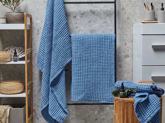Badehandtuch Set Baumwolle blau 4-teilig AREORA