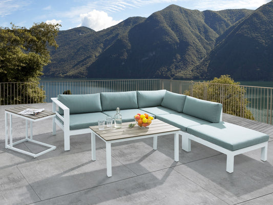 Garten Ecksofa mit Tisch 5-Sitzer MESSINA linksseitig Metall Grün