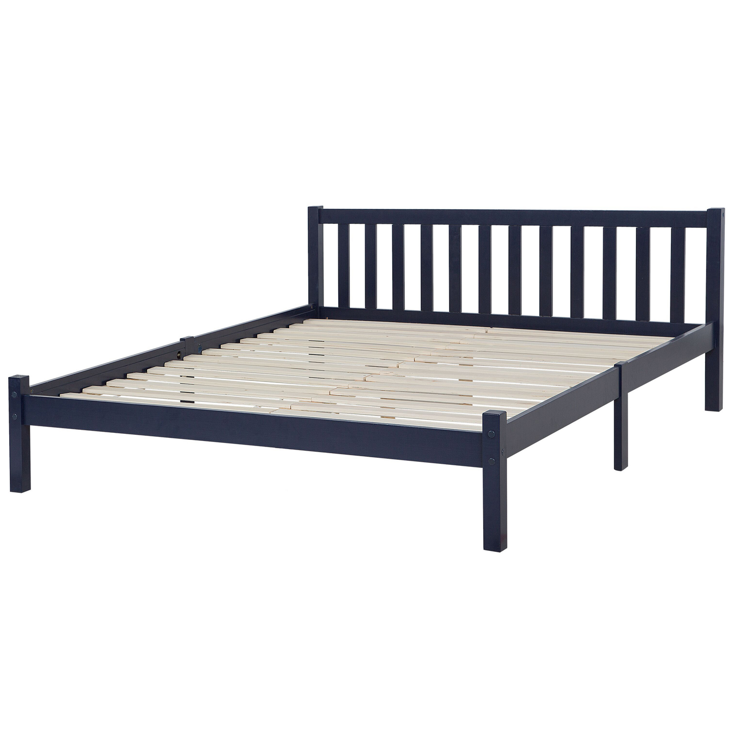 Bett mit Lattenrost Kiefernholz FLORAC 140 x 200 cm Marineblau