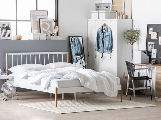 Bett mit Lattenrost Metall MAURS 140 x 200 cm Weiss