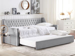 Ausziehbett Samtstoff MONTARGIS 90 x 200 cm Hellgrau