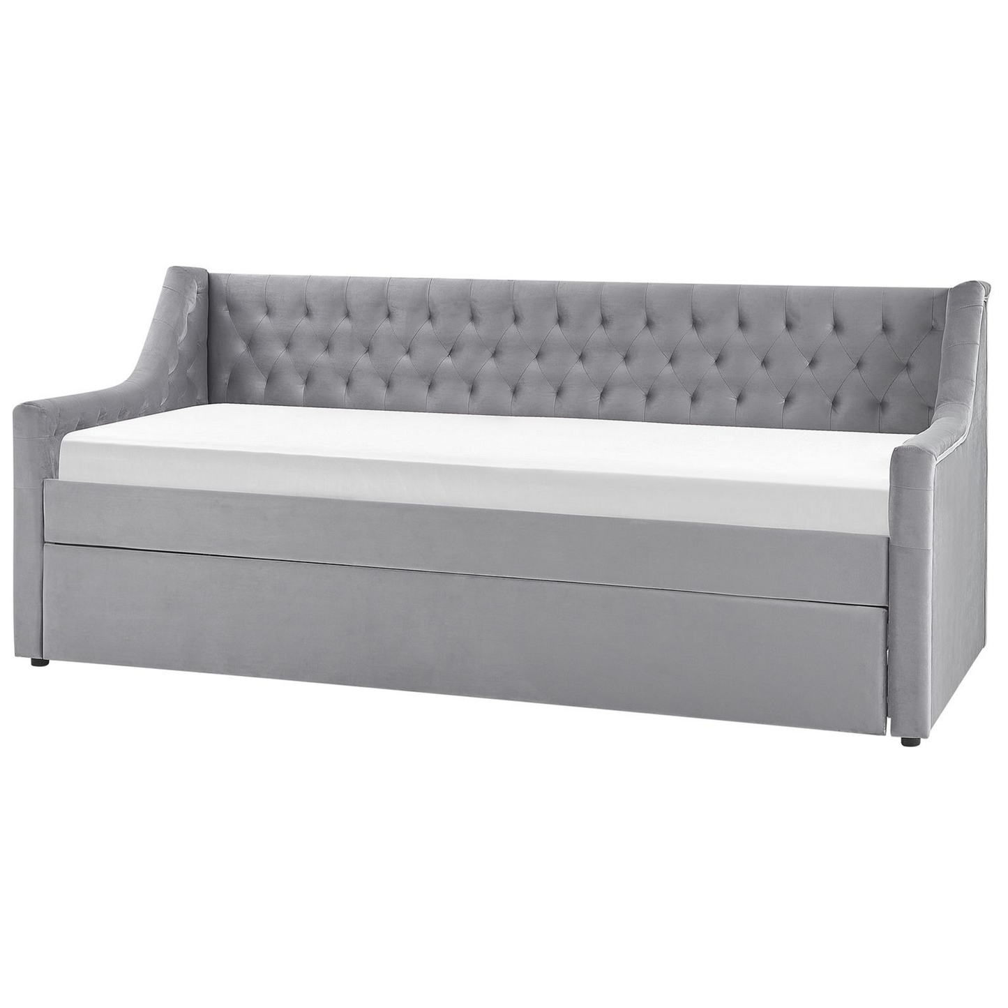 Ausziehbett Samtstoff MONTARGIS 90 x 200 cm Hellgrau