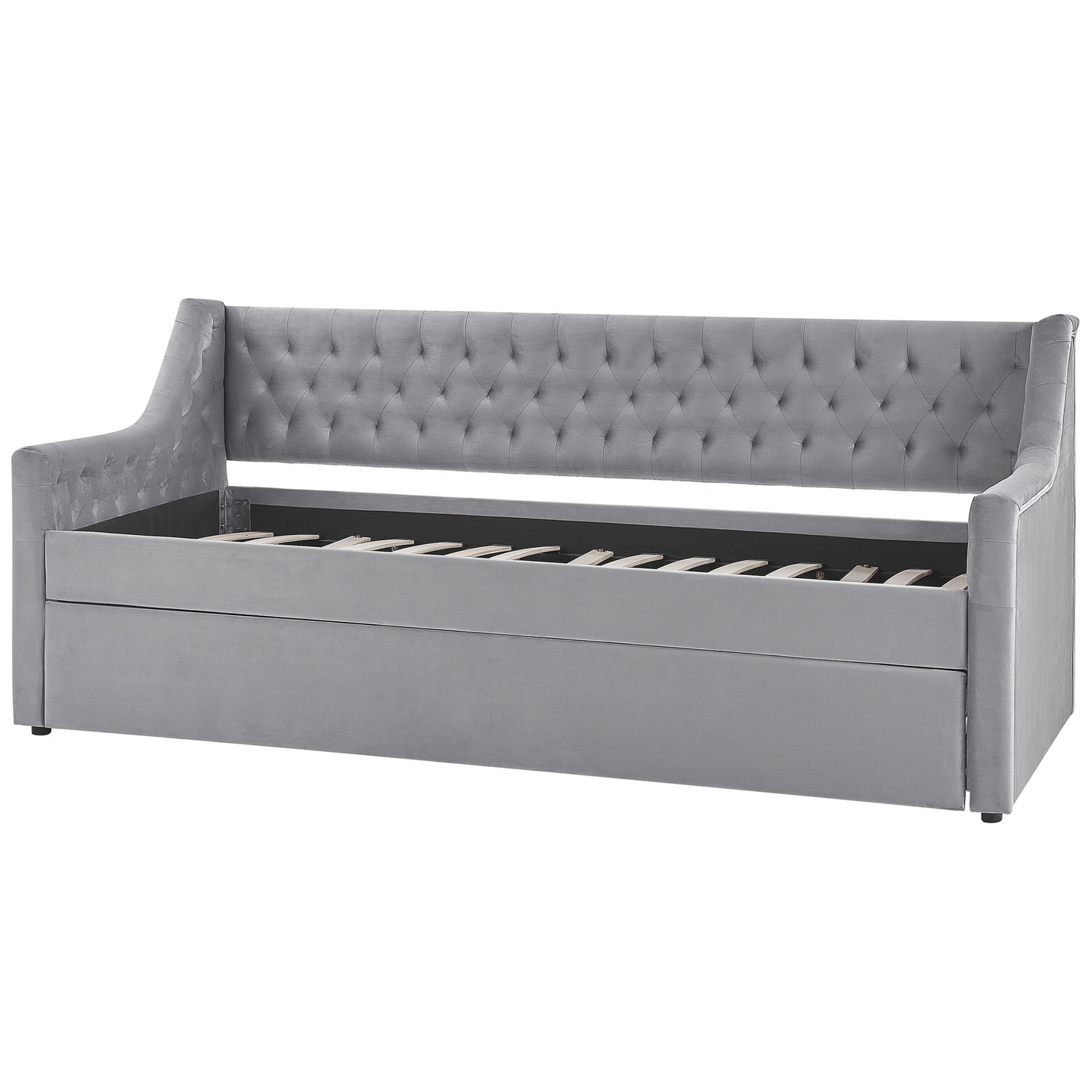 Ausziehbett Samtstoff MONTARGIS 90 x 200 cm Hellgrau