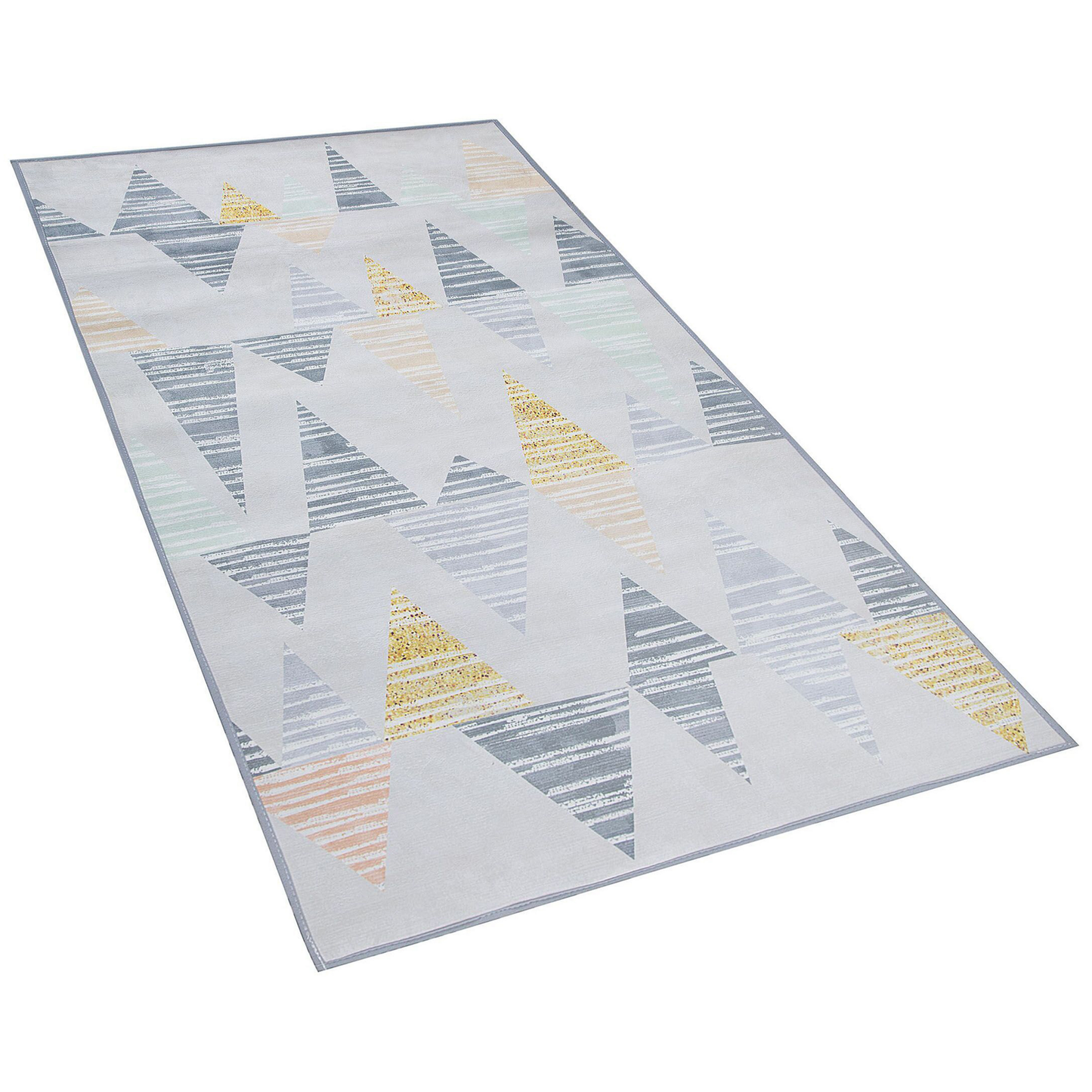 Teppich grau / gelb 80 x 150 cm Dreieck-Motiv Kurzflor YAYLA