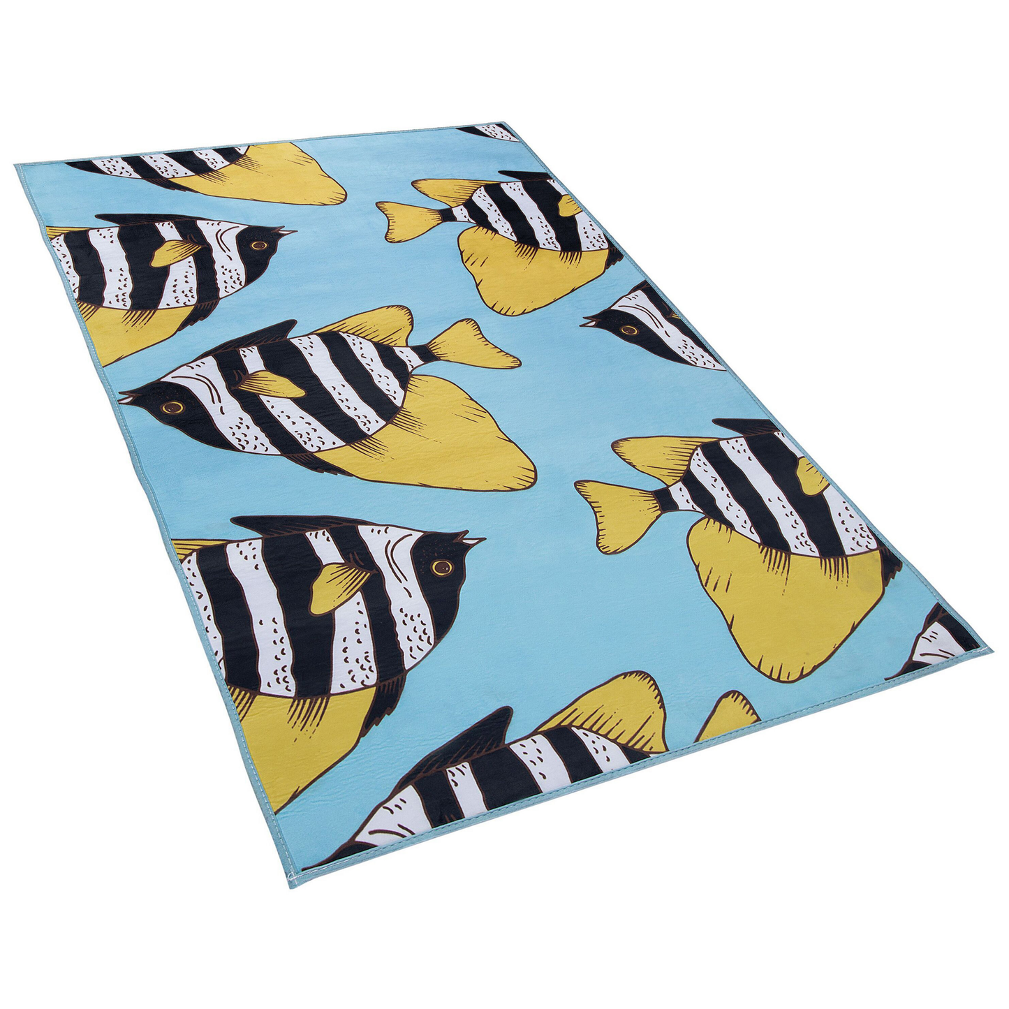 Kinderteppich blau 80 x 140 cm Fischmuster Kurzflor FIZME