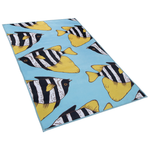 Kinderteppich blau 80 x 140 cm Fischmuster Kurzflor FIZME