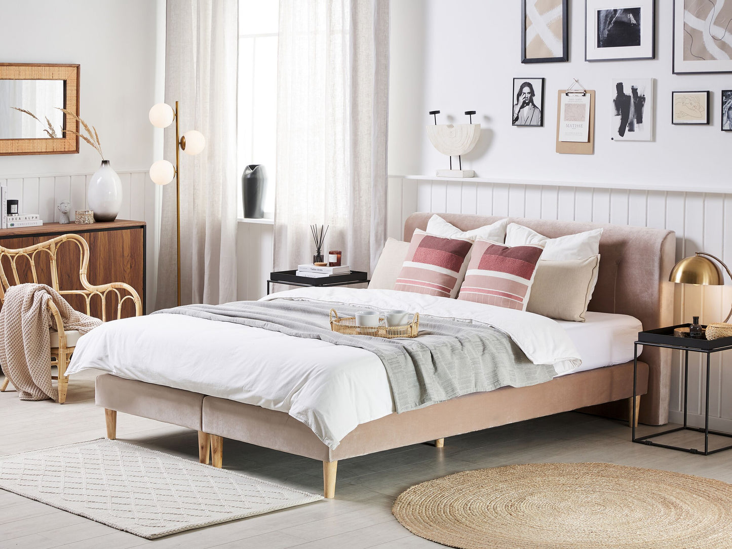 Boxspringbett Samtstoff MARQUISE 180 x 200 cm Beige