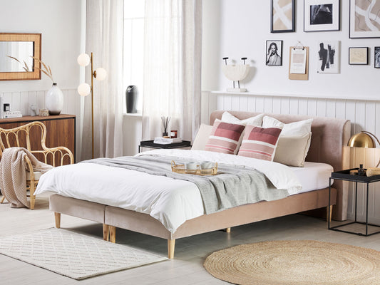 Boxspringbett Samtstoff MARQUISE 180 x 200 cm Beige