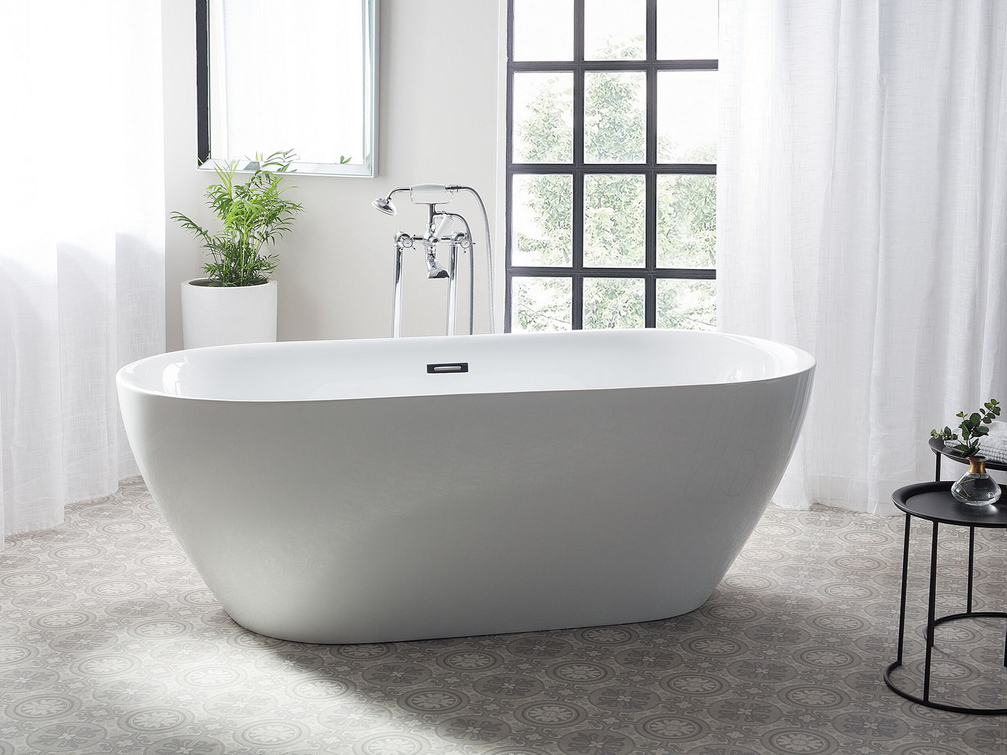 Badewanne freistehend weiss oval 180 x 80 cm CARRERA