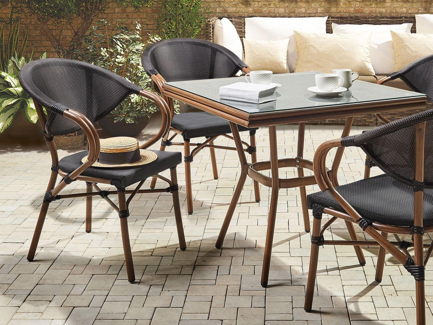 Gartenstuhl 4er Set CASPRI Metall Schwarz