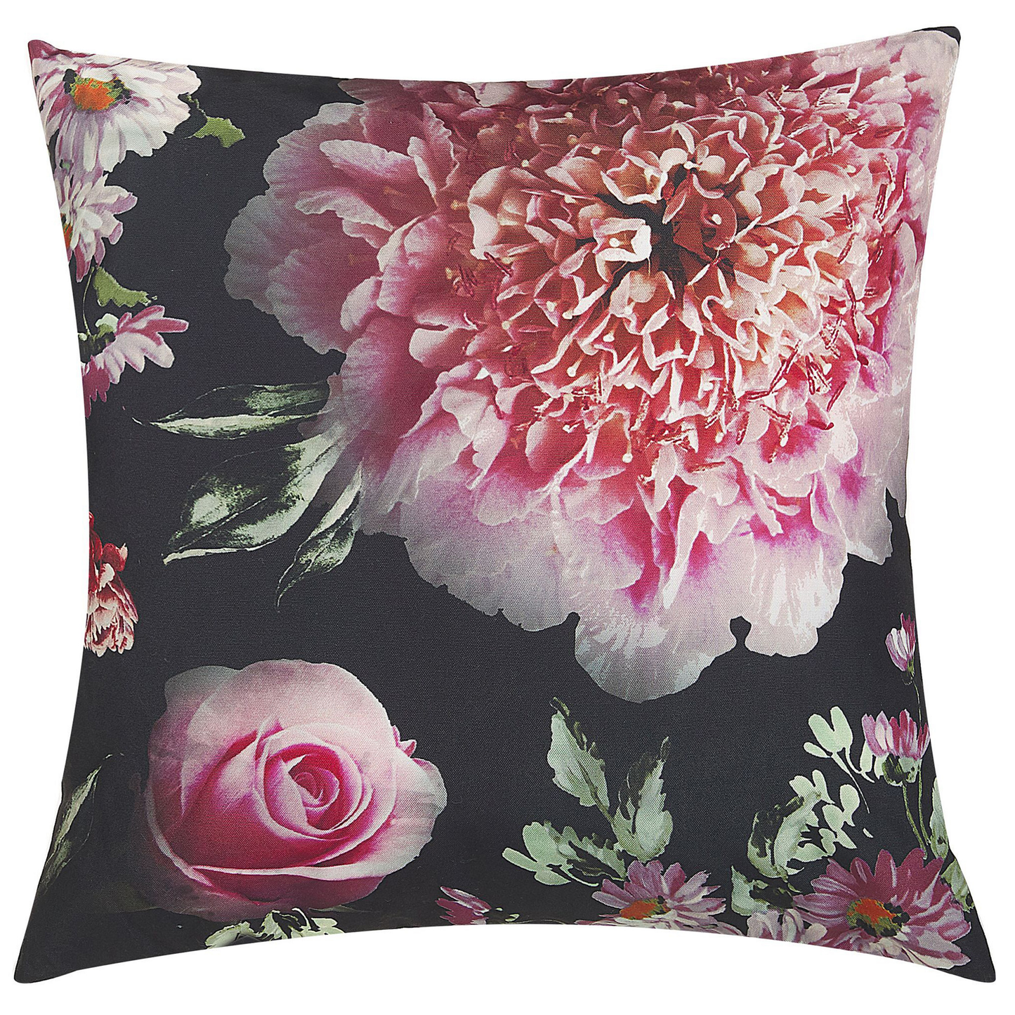 Dekokissen 2er Set HEDERA 45 x 45 cm Schwarz Blumenmuster