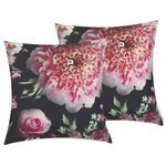 Dekokissen 2er Set HEDERA 45 x 45 cm Schwarz Blumenmuster