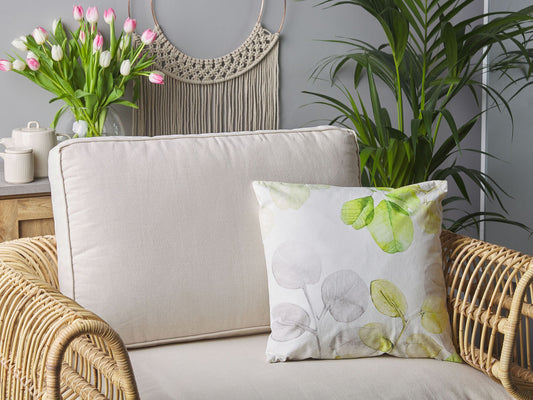 Dekokissen 2er Set PEPEROMIA Baumwolle 45 x 45 cm Weiss Pflanzenmuster