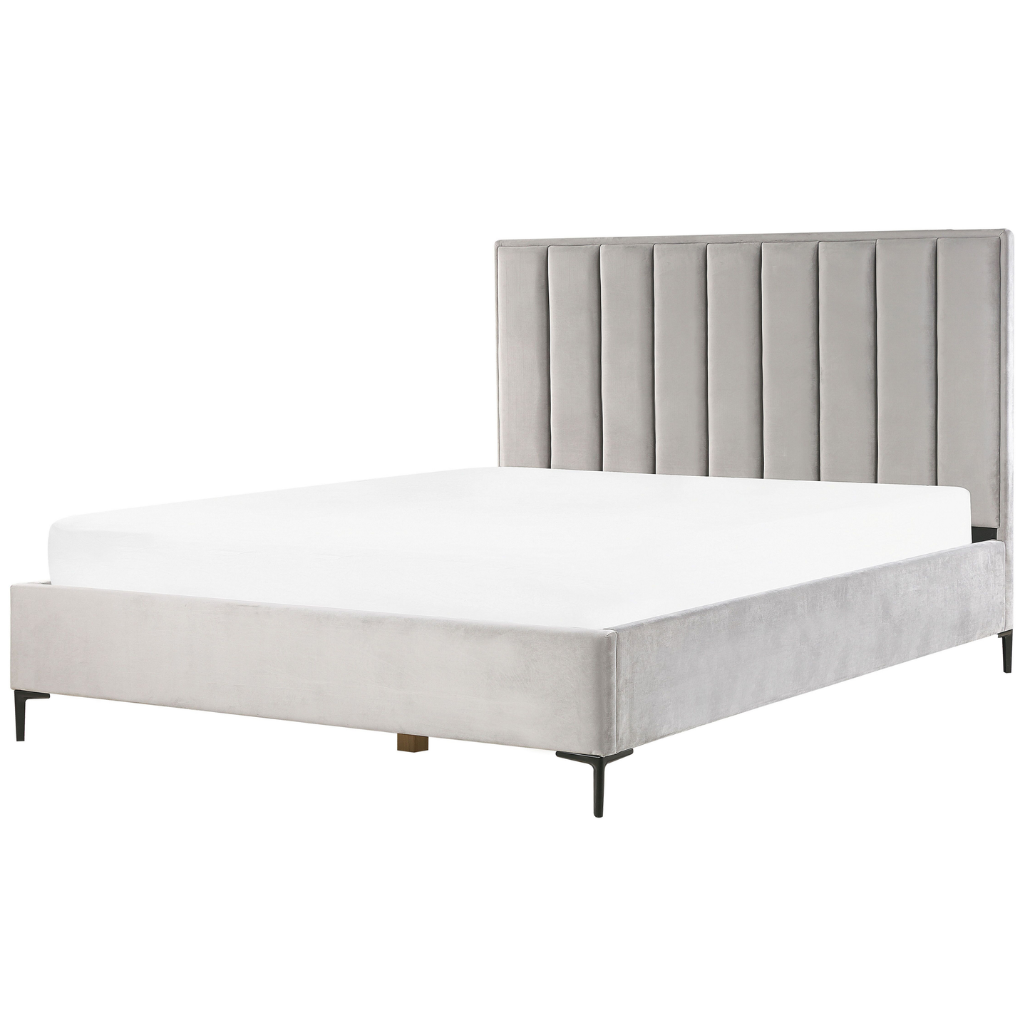 Bett mit Stauraum Samtstoff SEZANNE 180 x 200 cm Hellgrau