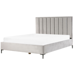 Bett mit Stauraum Samtstoff SEZANNE 180 x 200 cm Hellgrau