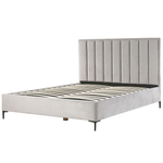 Bett mit Stauraum Samtstoff SEZANNE 180 x 200 cm Hellgrau