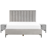 Schlafzimmer Set Samtstoff SEZANNE 180 x 200 cm Hellgrau