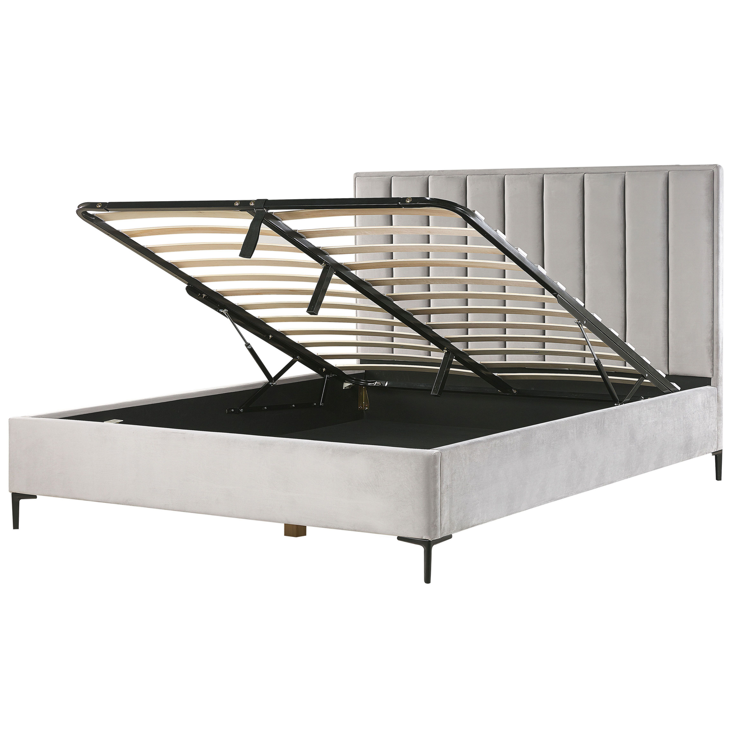 Schlafzimmer Set Samtstoff SEZANNE 180 x 200 cm Hellgrau