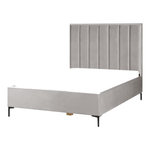 Bett mit Stauraum Samtstoff SEZANNE 140 x 200 cm Hellgrau