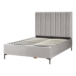 Bett mit Stauraum Samtstoff SEZANNE 140 x 200 cm Hellgrau