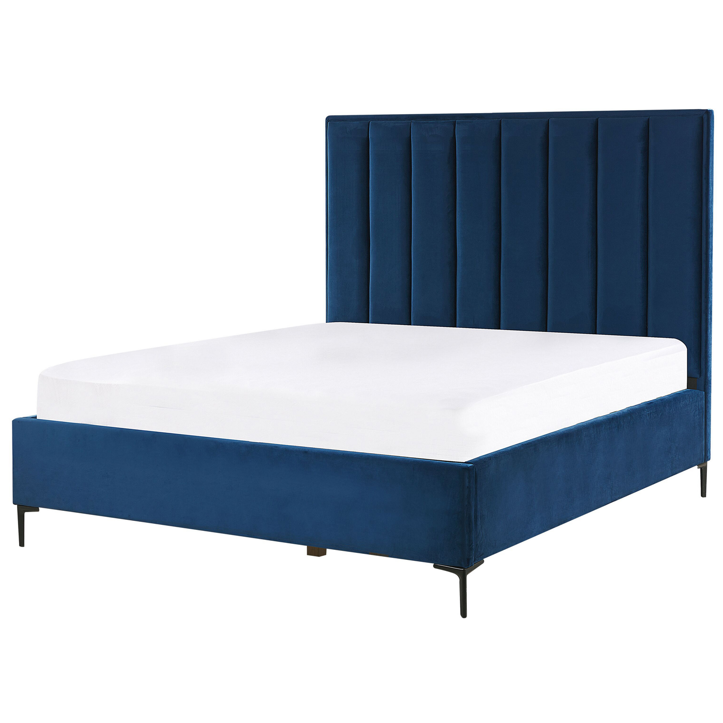 Bett mit Stauraum Samtstoff SEZANNE 140 x 200 cm Marineblau