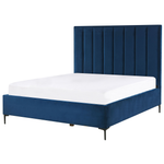 Bett mit Stauraum Samtstoff SEZANNE 140 x 200 cm Marineblau