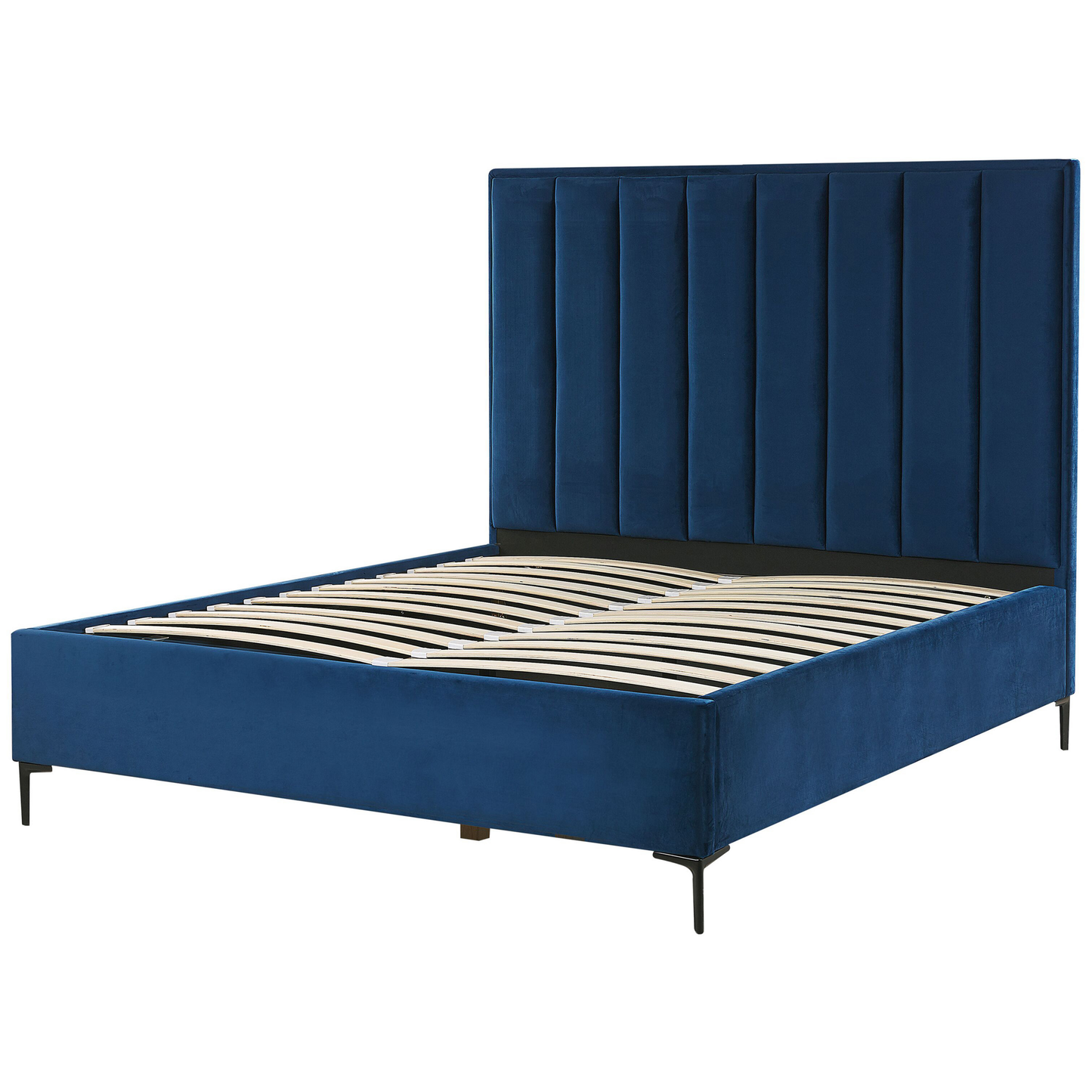 Bett mit Stauraum Samtstoff SEZANNE 140 x 200 cm Marineblau