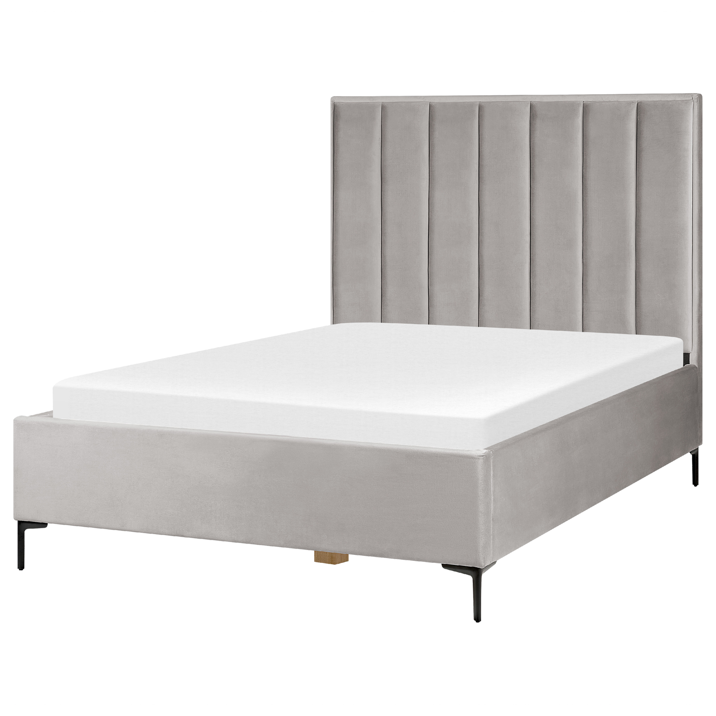 Schlafzimmer Set Samtstoff SEZANNE 140 x 200 cm Hellgrau