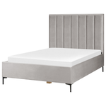 Schlafzimmer Set Samtstoff SEZANNE 140 x 200 cm Hellgrau