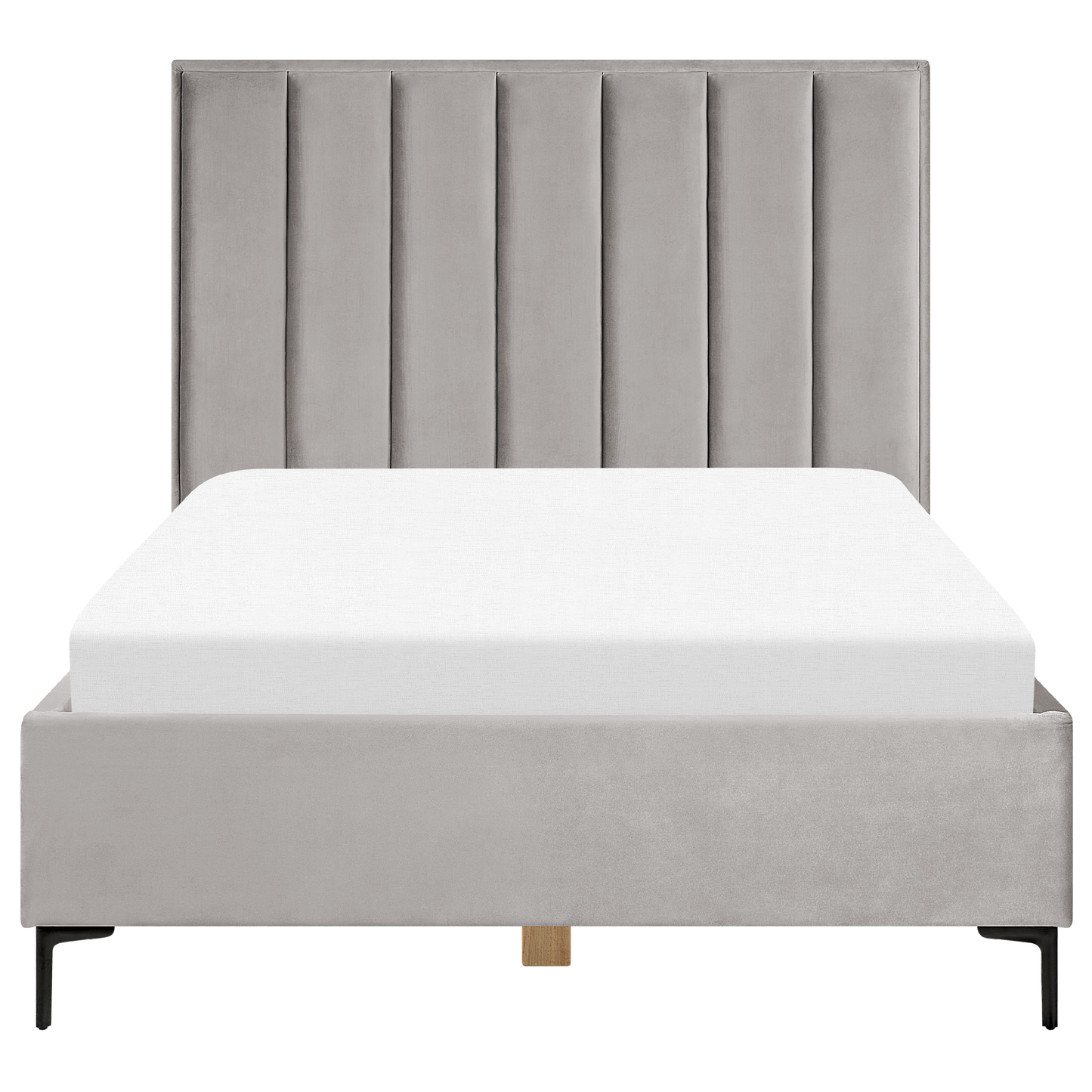 Schlafzimmer Set Samtstoff SEZANNE 140 x 200 cm Hellgrau