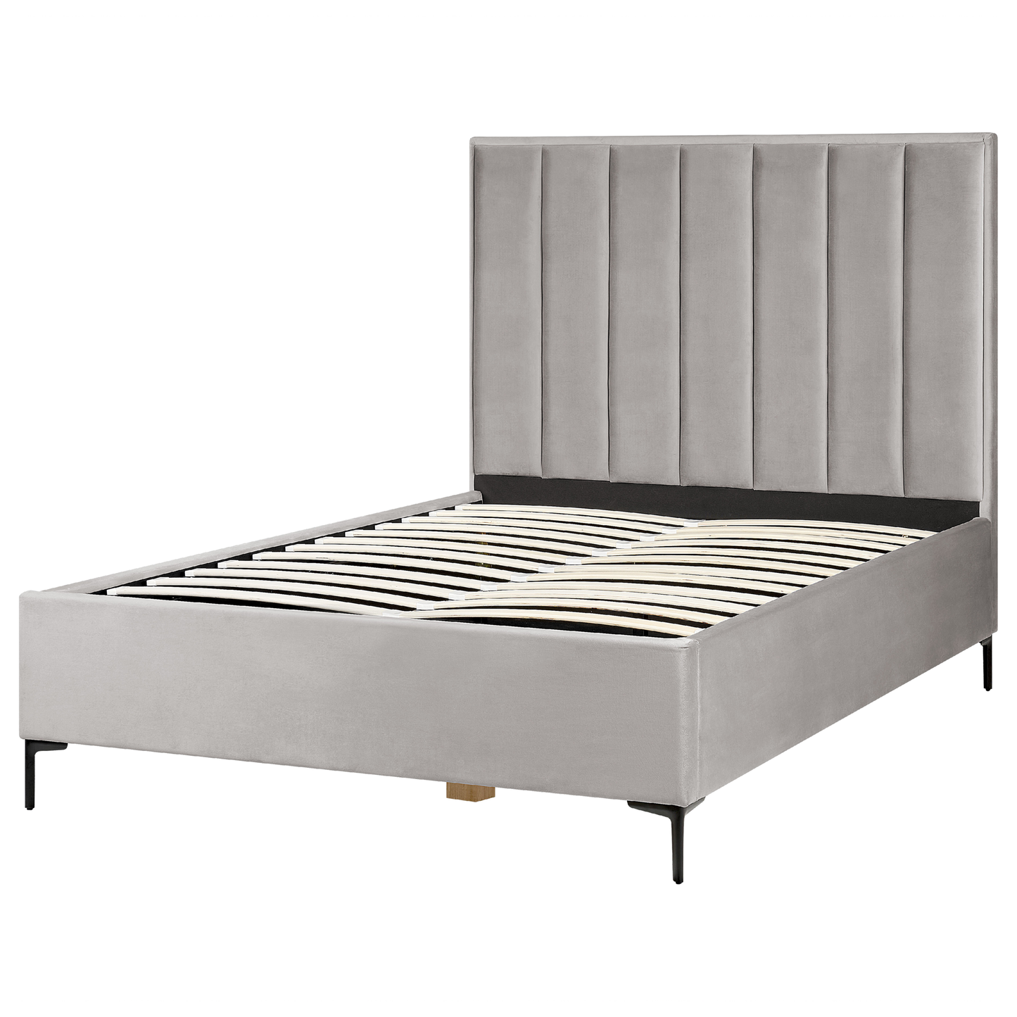 Schlafzimmer Set Samtstoff SEZANNE 140 x 200 cm Hellgrau
