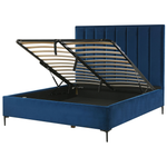 Schlafzimmer Set Samtstoff SEZANNE 140 x 200 cm Marineblau