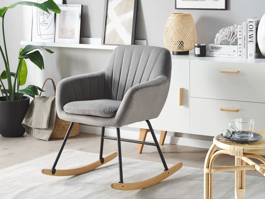 Schaukelsessel LIARUM Samtstoff Grau