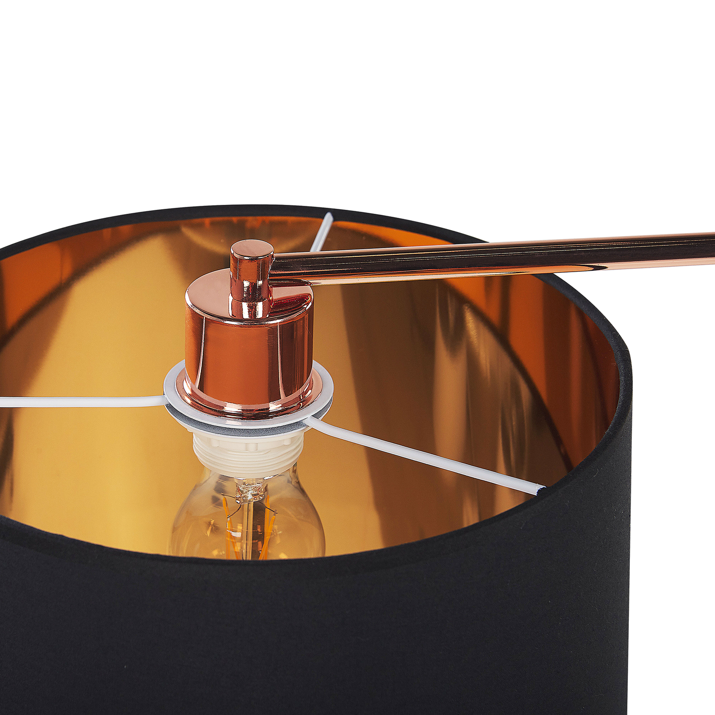 Hängelampe schwarz / kupfer 2-flammig Trommelform FUCINO