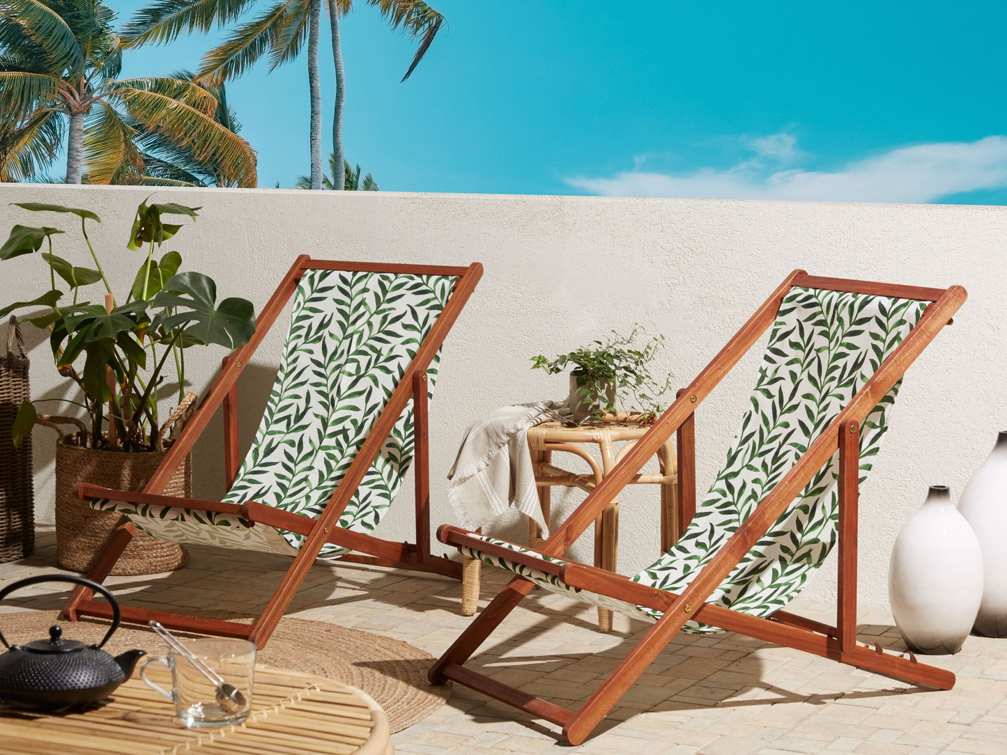 Ersatzstoff für Sonnenliege 2er Set ANZIO/AVELLINO 44 x 134 cm Grün