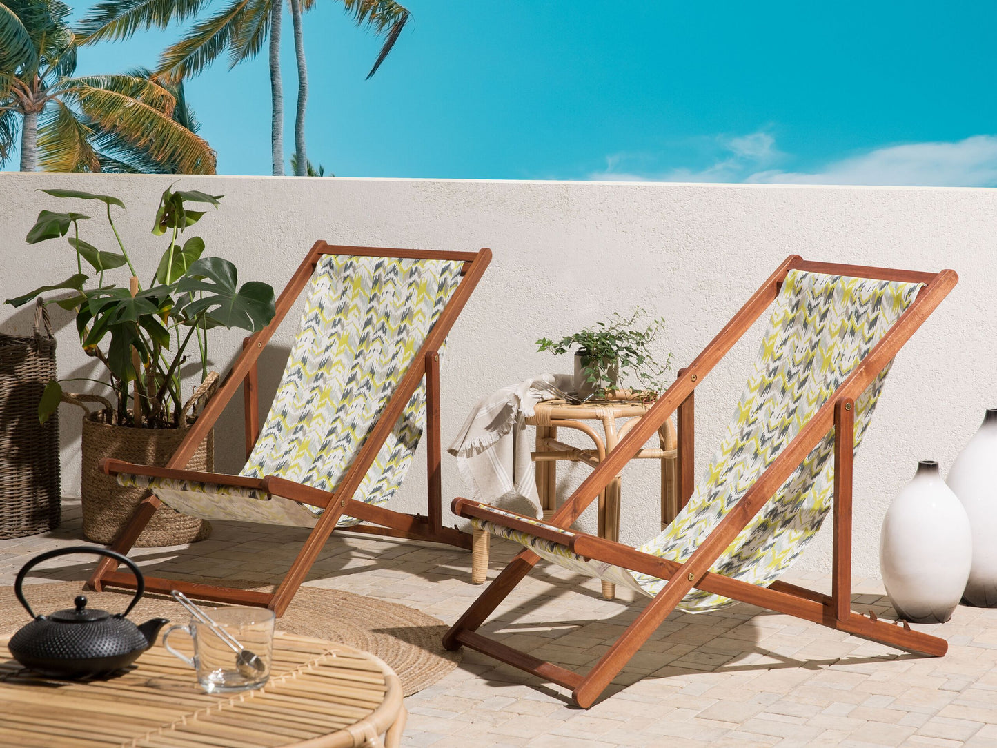 Ersatzstoff für Sonnenliege 2er Set ANZIO/AVELLINO 44 x 134 cm Gelb