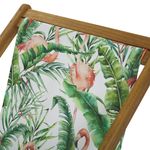 Liegestuhl Akazienholz hellbraun Textil weiss / bunt Flamingomuster 2er Set ANZIO