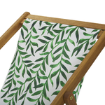 Liegestuhl Akazienholz hellbraun Textil weiss / grün Blattmuster 2er Set ANZIO