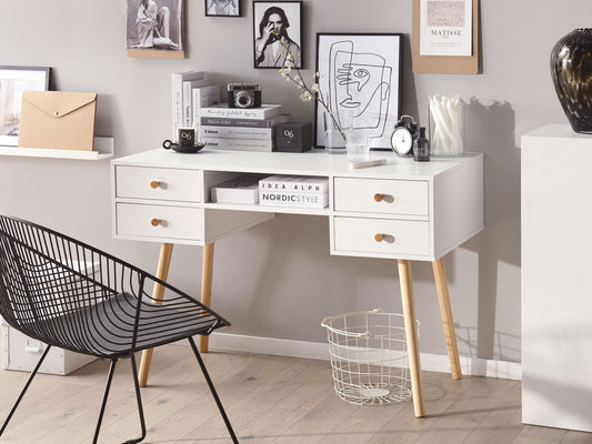 Schreibtisch weiss 110 x 55 cm 4 Schubladen LEVIN
