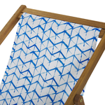 Liegestuhl Akazienholz hellbraun Textil weiss / blau ZickZack-Muster 2er Set ANZIO