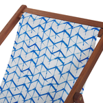 Liegestuhl Akazienholz dunkelbraun Textil weiss / blau ZickZack-Muster 2er Set ANZIO