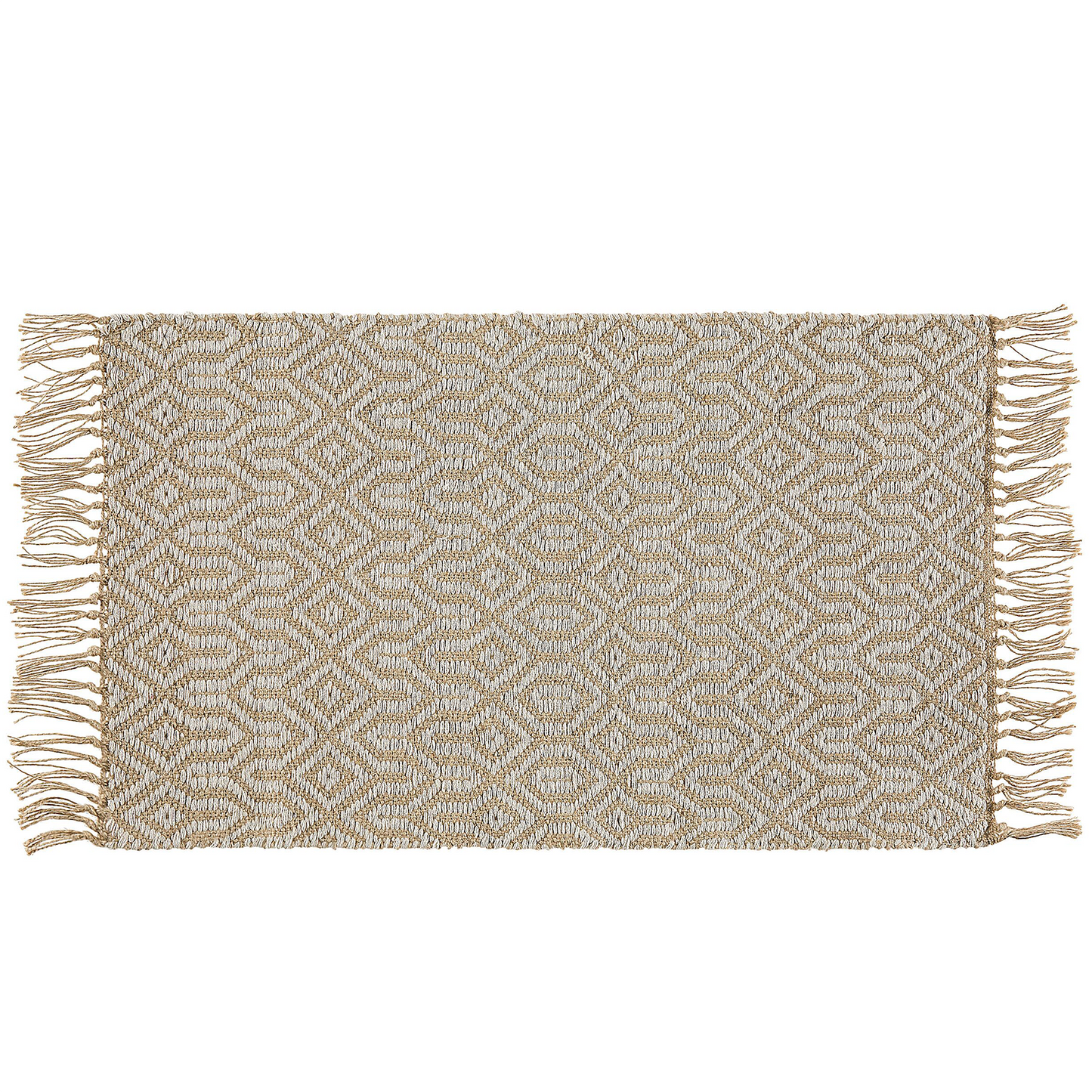 Teppich beige 50 x 80 cm geometrisches Muster Kurzflor zweiseitig POZANTI
