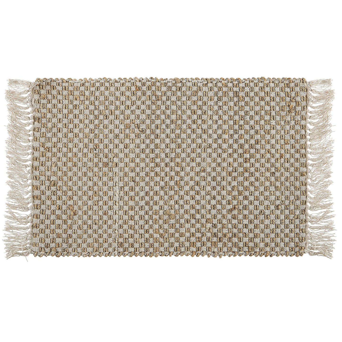 Teppich beige 50 x 80 cm kariertes Muster Kurzflor zweiseitig ZERDALI